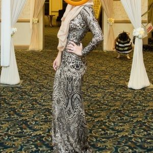 Long sleeve maxi evening gown